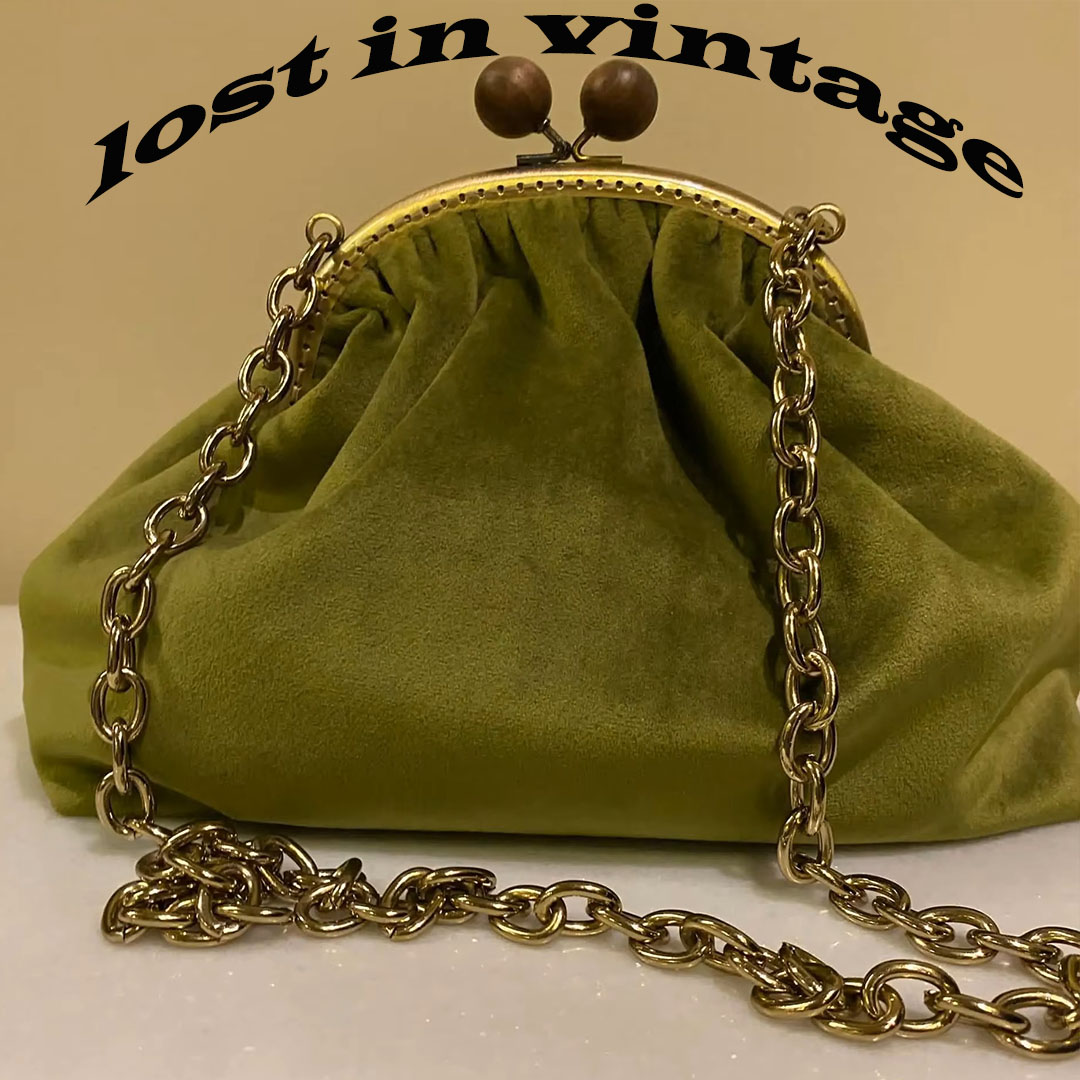 Women Bags Gold - Lost in Vintage Velvet Bag Kisslock