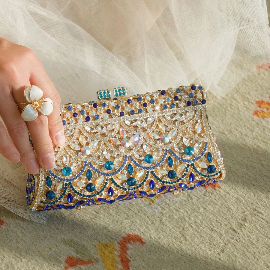 Women Bags Outlet - Elegant Rhinestone Hand Clutch Bag for