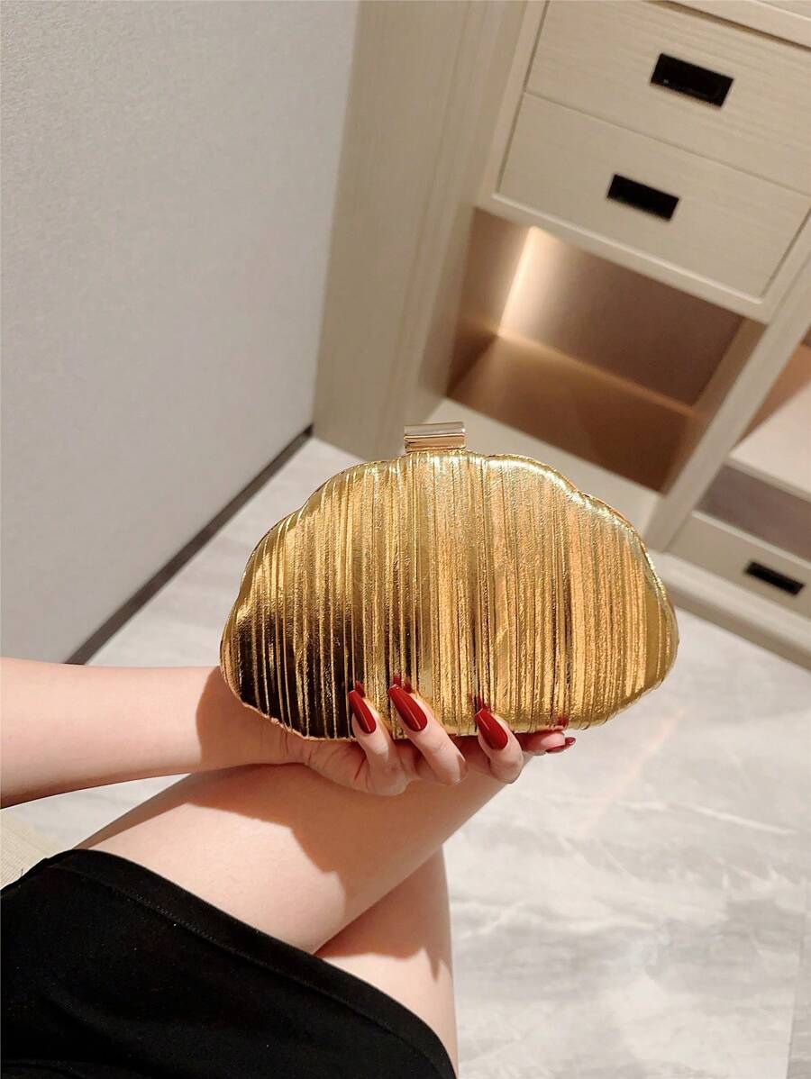 Gold Shiny Leather Box Clutch  – Women Bags Gold recenzja i cena