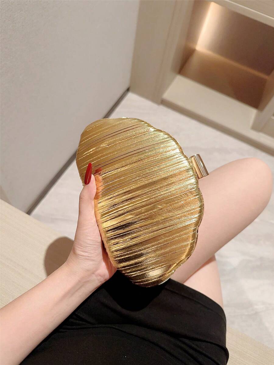Gold Shiny Leather Box Clutch  – Women Bags Gold recenzja i cena