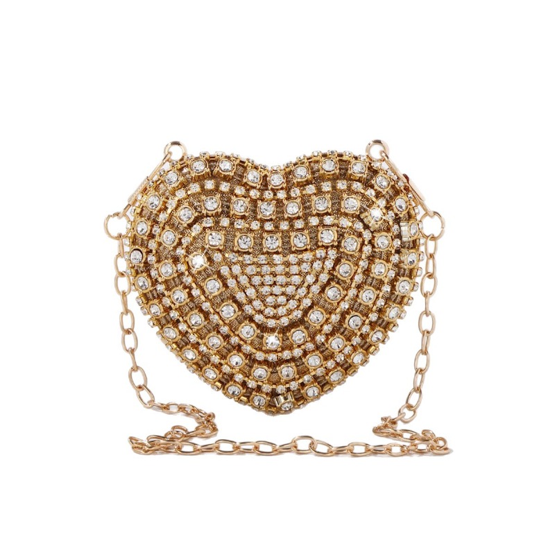 Mini Heart-shaped Diamond Sett – Women Bags Gold recenzja i cena