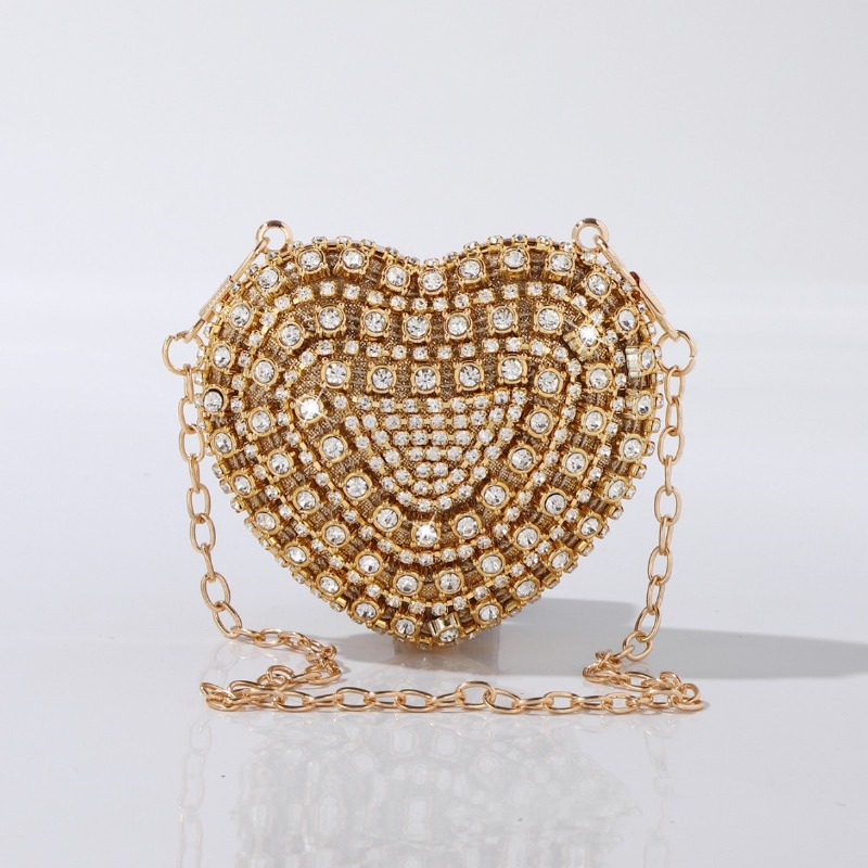 Mini Heart-shaped Diamond Sett – Women Bags Gold recenzja i cena