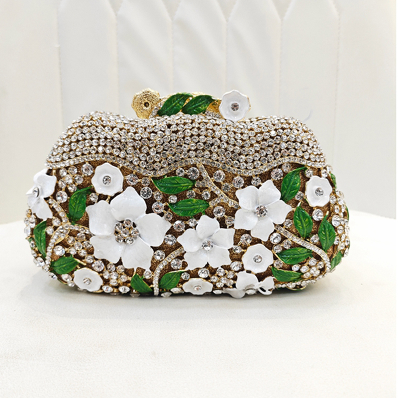 Gold Metal Flower Diamond Even – Women Bags Gold recenzja i cena