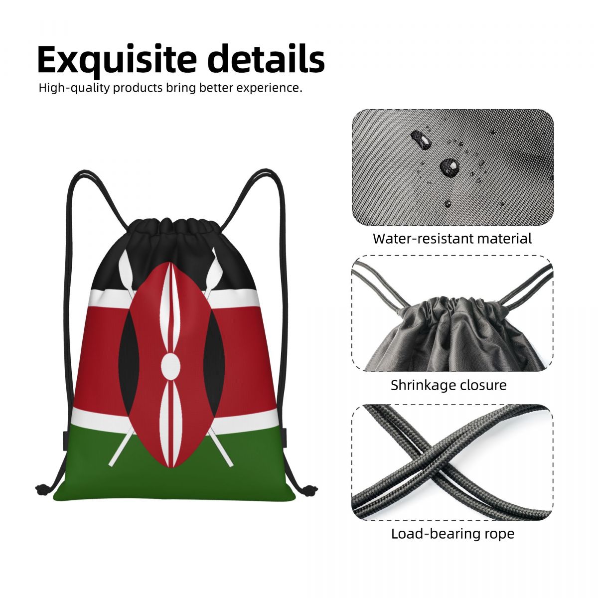 Custom Kenya Flag Drawstring B – Women Bags Kenya recenzja i cena