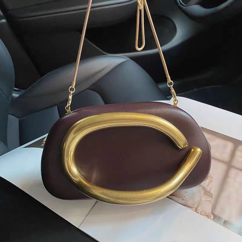 Gold Metal Closure Box Clutch  – Women Bags Gold recenzja i cena