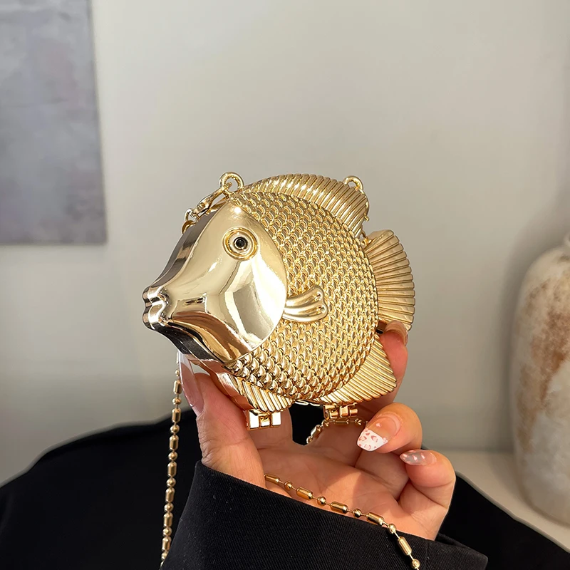 Cute Little Fish Shape Metal M – Women Bags Gold recenzja i cena