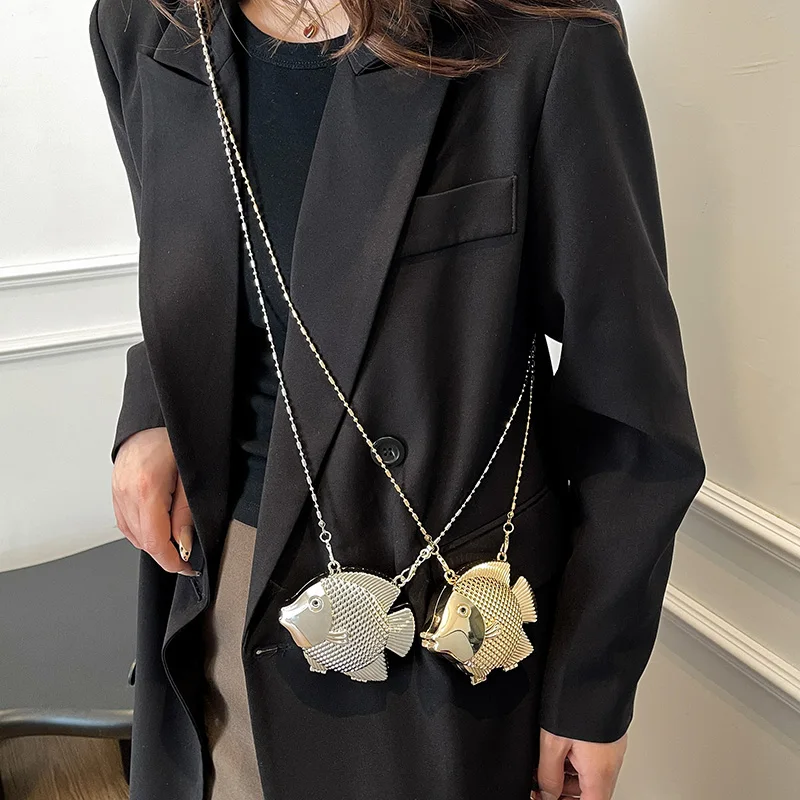 Cute Little Fish Shape Metal M – Women Bags Gold recenzja i cena
