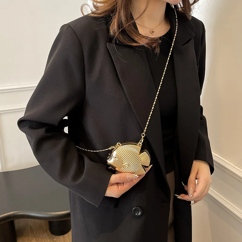 Cute Little Fish Shape Metal M – Women Bags Gold recenzja i cena
