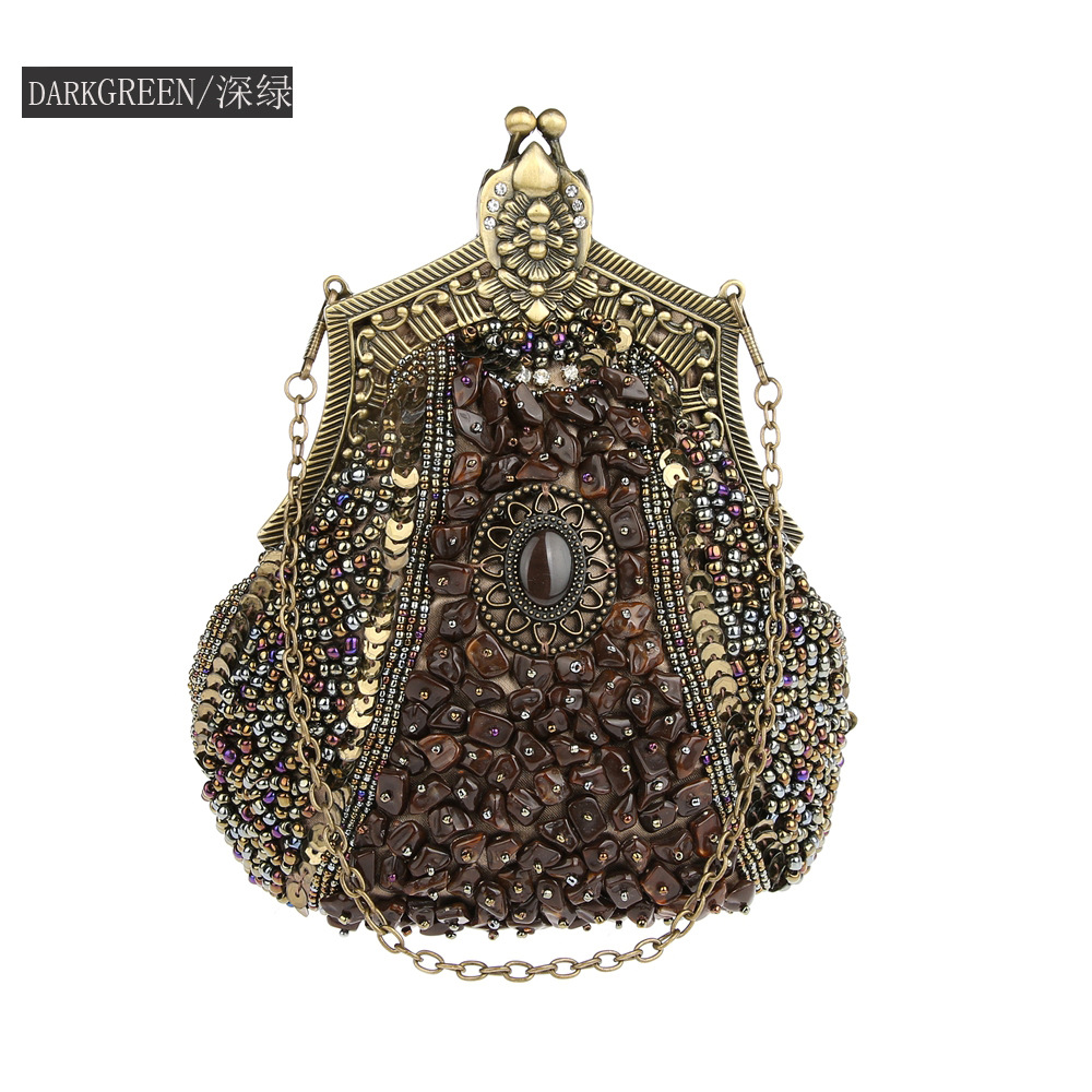 Retro Fashion Pearl Sequin Bea – Women Bags Gold recenzja i cena