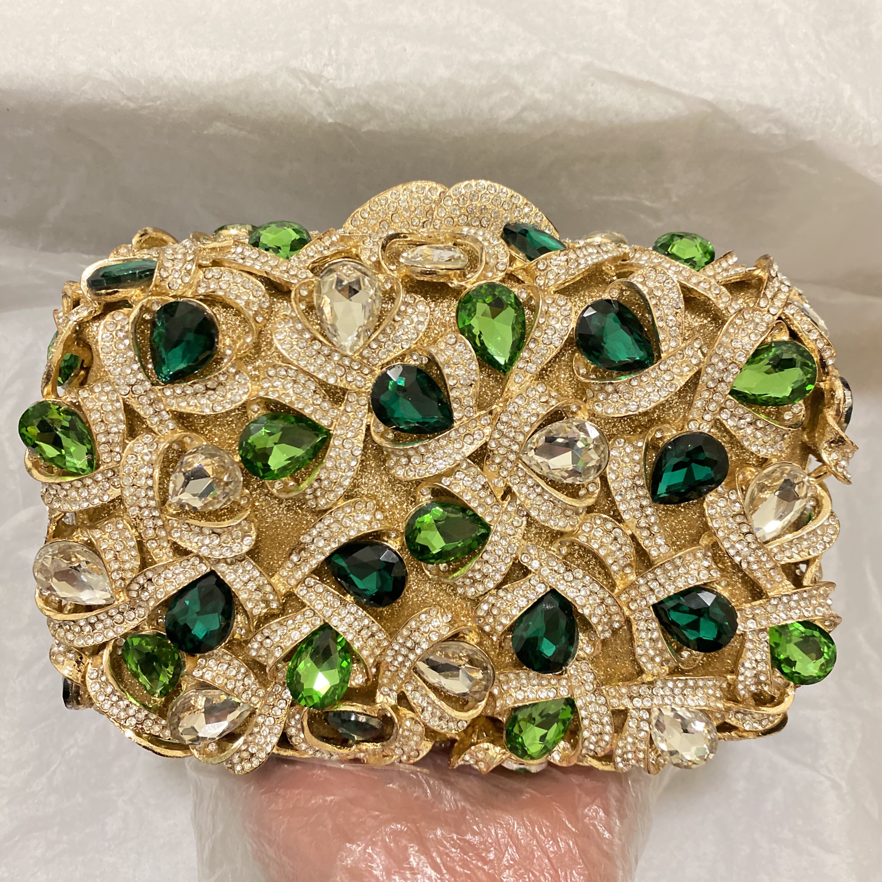 Large AB Rhinestone Crystal Cl – Women Bags Gold recenzja i cena