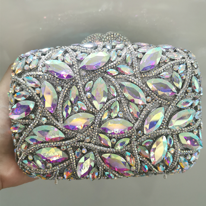 Large AB Rhinestone Crystal Cl – Women Bags Gold recenzja i cena