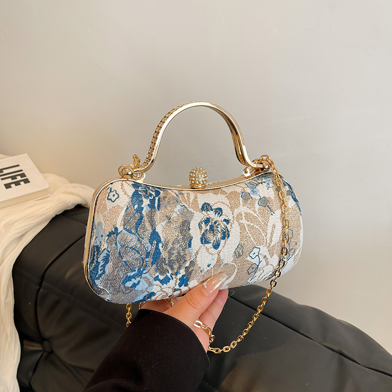 Chic Floral Tapestry Box Clutc – Women Bags Gold recenzja i cena
