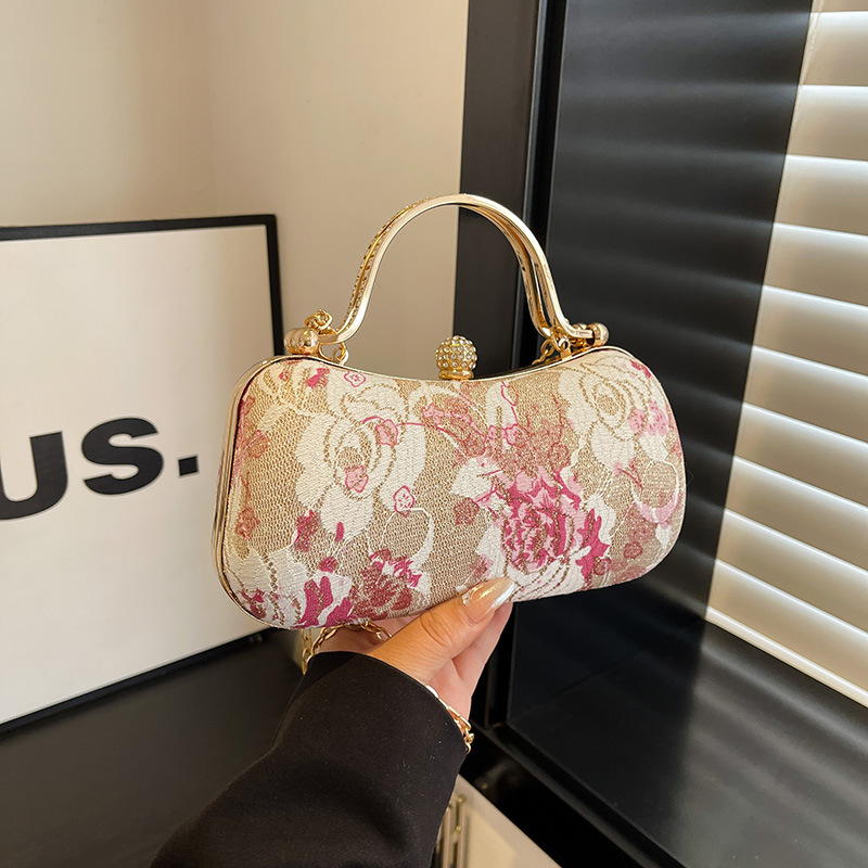Chic Floral Tapestry Box Clutc – Women Bags Gold recenzja i cena
